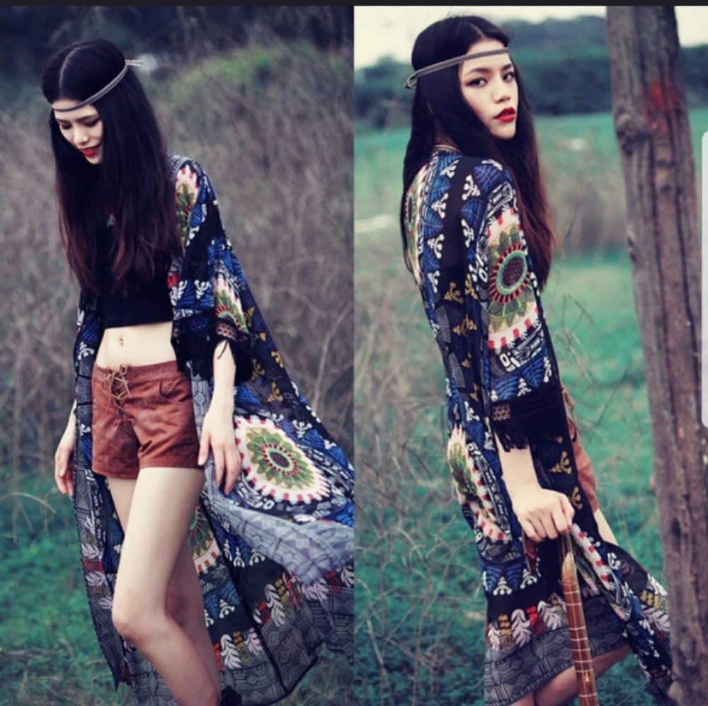 Boho Chic Kimono Fringe Coverup Cardigan